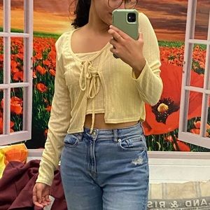 Yellow Tank and Cardigan w/ ties